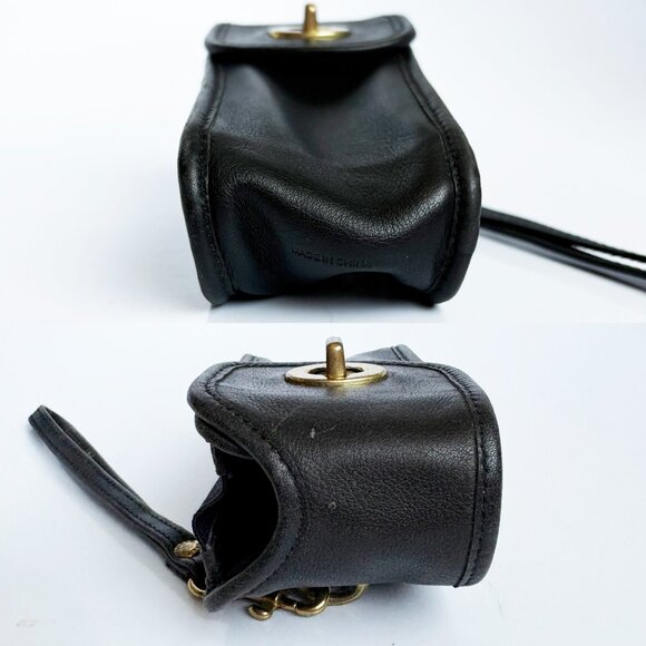 Vintage Coach Cell Phone Holder Black Leather Retro Old Style Turn Lock - Picture 7 of 9